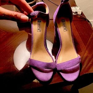 IDIFU Lavender Suede Chunky 4” Heel w/ Removable Ankle Strap
